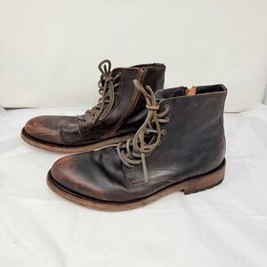 Freebird by Steven Pendleton Mens 12 Brown Leather Distressed Combat Boots Zip